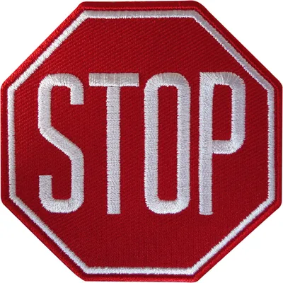 Stoppschild-Aufnäher, 6,7 x 6,7 cm, rot, gestickt, zum Aufbügeln/Nähen