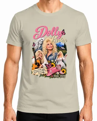 Zdjęcie produktu dla Dolly Parton, ikona country, piosenkarka, 1946-2026, koszulka męska z motywem "Rainbow Nashville", kolor: naturalny, rozmiar: L