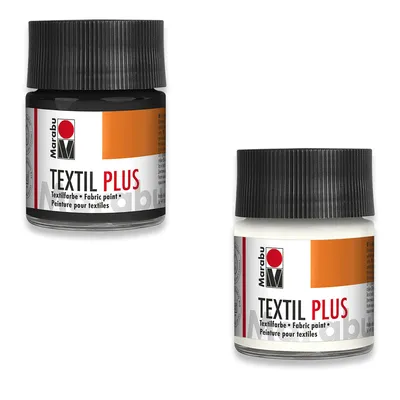 Produktbild von SET - Marabu Textil Plus Textilfarbe weiß 50ml + schwarz 50ml