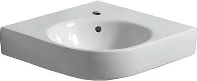 Produktbild von Eckwaschtisch RENOVA COMPACT Schenkell. 50cm m HL mit Überlauf weiß