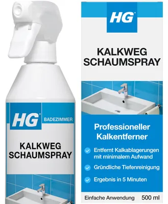 Produktbild von HG Kalkweg Schaumspray | Entfernt Kalk von Duschköpfen & Armaturen - 500ml