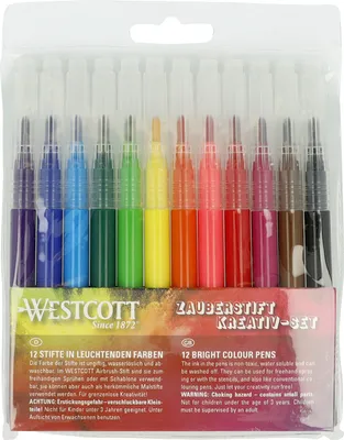 Produktbild von Westcott 12 Filzstifte Farbstifte Malstifte Nachfüllpack Airbrush-Stift Kinder