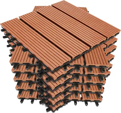 Produktbild von Lospitch 33er Terrassenfliesen WPC Holz Kunststoff 3㎡ Fliesen 30x30 cm Balkonfliesen Klickfliesen Garten Decking Steinoptik Wasserdicht Terrassenfliesen