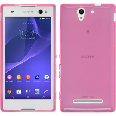 Produktbild von PhoneNatic Case kompatibel mit Sony Xperia C3 - rosa Silikon Hülle transparent + 2 Schutzfolien