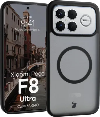 Produktbild von Handyhülle mit Magnetring für Xiaomi POCO F8 Ultra, Bizon Case MatteO, Getönt-Schwarz