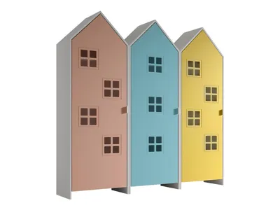 Schrank Casami Bruges 37 x 172,8 x 171,3 cm MDF Blau Rosa Gelb