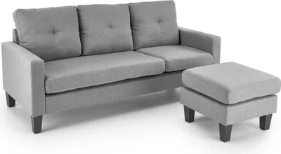 Zdjęcie produktu dla Sofa GERSON szara z podnóżkiem