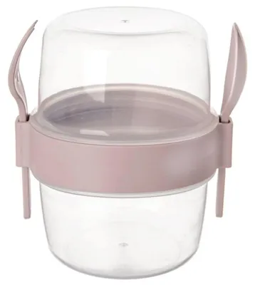 Produktbild von Orion Joghurtbecher 370ml Rosa mit Löffel Gabel Müslischale BPA frei
