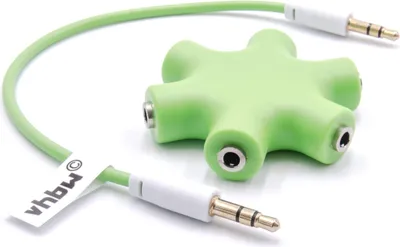 Produktbild von vhbw Audio Splitter Verteiler 6-fach Klinkenverteiler AUX für Kopfhörer, Boxen, Tablet - Grün