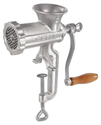 Fleischwolf Größe 5, silber, mit Edelstahlmesser und Lochscheibe 4,5 mm