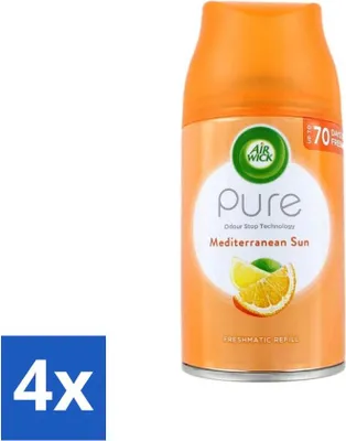 Obrázok produktu pre Air Wick - Náplň do osviežovača vzduchu - Stredomorské slnko - Automatický sprej - 250 ml - Hodnotné balenie - 4 kusy