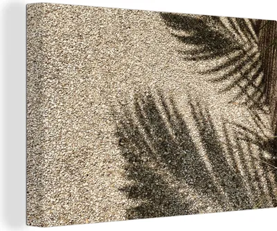 Produktbild von OneMillionCanvasses® - Leinwandbilder - 140x90 cm, Sand - Palme - Strand, Wandbilder Kunstdruck Wanddekoration - Foto auf Leinwand - Gemälde auf Holzrahmen