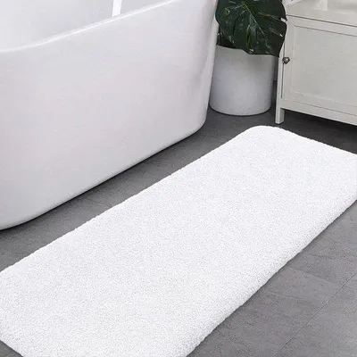 Produktbild von Famanu Badmatte Extra Lang - Mikrofaser, Antislip, Waschbar, 50 x 122 cm, Weiß