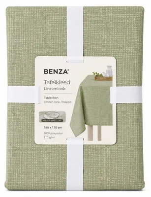 Productafbeelding van Benza Tafelkleed Linnenlook Saliegroen 180 x 130 cm – Waterafstotend Polyester Tafelkleed – Diamantdesign – Wasbaar, AI-gegenereerde afbeelding