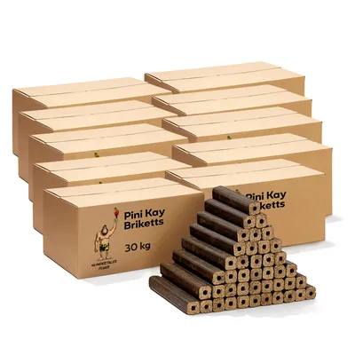 Produktbild von Neandertaler Feuer Holzbriketts PiniKay Hartholzbriketts 300 kg Kaminbriketts Briketts Kamin Ofen Grill Briquettes Brikett Holzbrikett Gluthalter