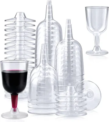 50er-Set Plastik-Weingläser 170 ml klar, wiederverwendbar, 12 x 6,5 cm