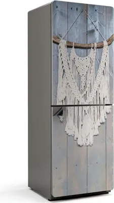 Produktbild von Makramee mit Fransen – Magnetische Kühlschrank Abdeckung – Dekorfolie magnetisch Küche – Kühlschrank Magnet Deko – selbstklebende Magnettafel – Magnetfolie für Kühlschranktür – 70x190 cm