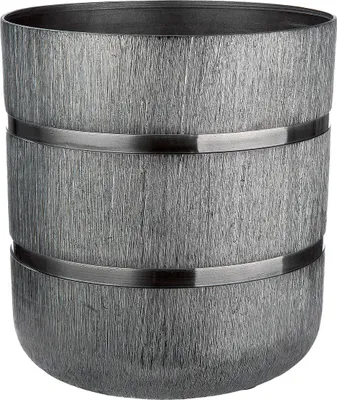 Produktbild von Moderner Teelichthalter Teelichtleuchte Windlicht aus Keramik silber in Form von einem Fass 13x14 cm