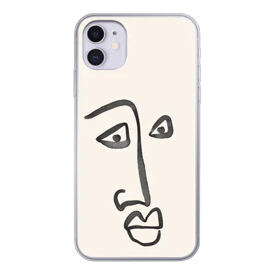 Produktbild von MuchoWow® Handyhülle Schutzhülle Hülle für iPhone 11 Gesicht - Augen - Strichzeichnung Silikon Softcase Handy Hülle - Handytasche