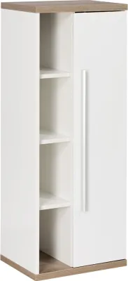 Produktbild von FACKELMANN Midischrank STANFORD / gedämpfte Scharniere / Maße (B x H x T): ca. 42 x 106 x 32 cm / hochwertiger Schrank / Anschlag: rechts / Korpus: Weiß / Front: Weiß / Abdeckplatte und Boden: Braun hell