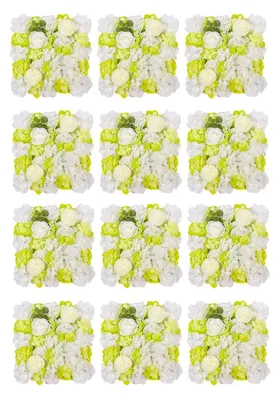 Produktbild von Blumenwand Rosen 12 Stück - 3D Kunstblumen Wandpaneele - 38x38 cm PE - Mit Netzrückseite - Für Hochzeit Fotohintergrund Deko - Grün