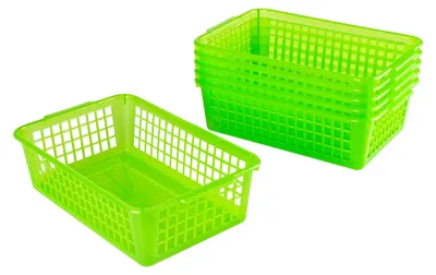 Produktbild von Aufbewahrungskorb 20 x 10 x 5,5 cm 0,7 L 6er Set – Allzweckkorb aus robustem Plastik – Aufbewahrungsbox für Küche und Bad – Haushaltskorb zur Aufbewahrung – Grün