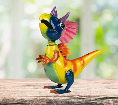 Produktbild von formano Metall-Figur Drache Wackel-Kopf 34 cm Gartenfigur Handbemalt Wackelfigur
