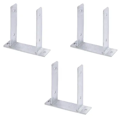 Zdjęcie produktu dla Alberts 213046 U-kształtna listwa do słupków, do przykręcania, ocynkowana ogniowo, szerokość wewnętrzna 121 mm, zestaw 3 szt.