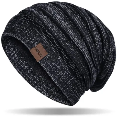 Produktbild von Strickmütze Uni Warm Atmungsaktiv Fleece Innenfutter Schwarz