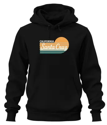 Obrázok produktu pre Santa Cruz California Retro Sunset Surf Beach Coast Uni mikina s kapucňou, čierna, L