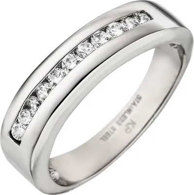 Produktbild von Gr. 52 Damen Ring Edelstahl 11 Zirkonia Edelstahlring
