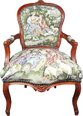 Produktbild von Casa Padrino Barock Salon Stuhl Gobelin / Braun