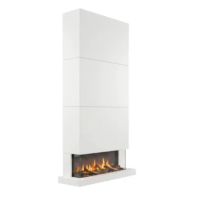 Produktbild von Xaralyn Elektrischer Wandkamin - Disegno 120XLW - weiß Holz - 1400 Watt Heizung - mit Fernbedienung - 3-seitiger Elektrokamin - Dekokamin