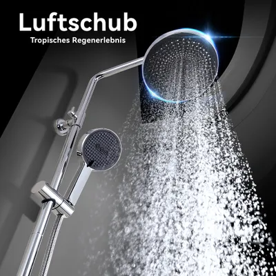Produktbild von Duschsystem mit Thermostat Regendusche Duschset Brausegarnitur Duscharmatur Thermostat 40℃ mit Versteckter Wasserauslauf Duschstange inkl. Verstellbar Handbrause Regenbrause Duschstange