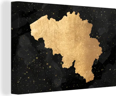 Obrázok produktu pre OneMillionCanvasses® - Výtlačky na plátne - 140x90 cm, Mapa - Belgicko - Zlatá, nástenná dekorácia