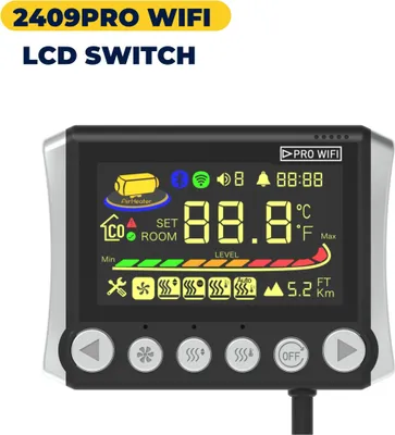 Obrázek produktu pro Parkovací ohřívač - S-A2409PRO LCD spínač - WLAN a Bluetooth - 12V/24V - Pro osobní automobily a obytné vozy - Černý