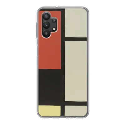 Produktbild von MuchoWow® Handyhülle Schutzhülle Hülle für Samsung Galaxy A32 5G Komposition mit rotem Quadrat, schwarz, blau - Piet Mondrian Silikon Softcase Handy Hülle - Softcase