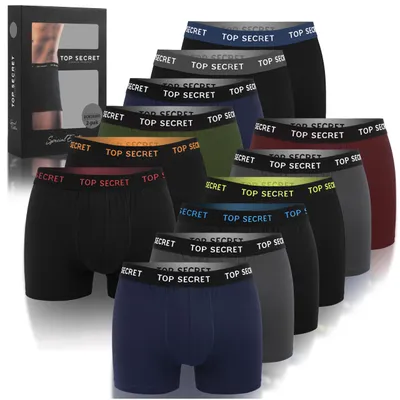 Immagine prodotto di TOP SECRET boxer da uomo in cotone, confezione da 12, intimo da uomo in diversi colori – taglia M