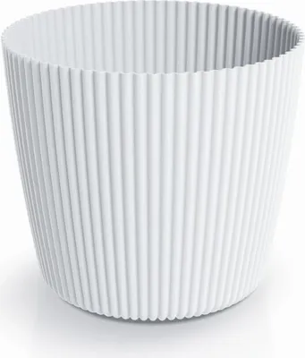 Produktbild von Prosperplast Blumentopf MILLY ROUND, Weiß, Ø 23.6 cm, H 20.8 cm, mit vertikalen Streifen, für Innen- & Außenbereich, in 8 Farben & 9 Größen