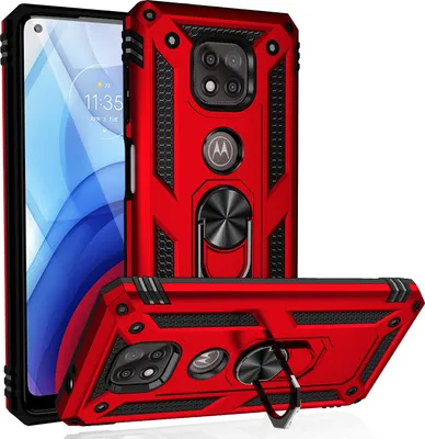 Obrázek produktu pro Pouzdro pro Motorola Moto G Power 2021 dvouvrstvé robustní, vojenská ochrana pouzdro s držákem prstenu a stojánkem červené
