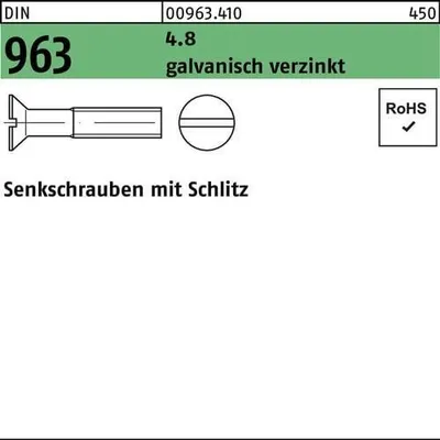 Produktbild von Reyher  Senkschrauben DIN 963 4.8 M 3 x 30 galv. vz (200 Stück)