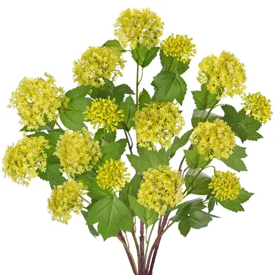 Produktbild von 5 Stück künstliche Hortensienblüten, Blumenstrauß, 60 cm, gelbe, künstliche Hortensienspray mit 3 Blütenköpfen, künstliche Blumen für Blumenarrangements, Dekoration für Zuhause, Vase, Hochzeit, Tischdekoration