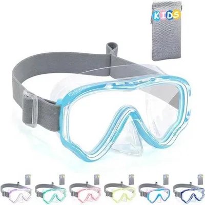 Produktbild von Tauchbrille für Kinder mit Stoffband, Panoramasicht, Anti-Leck-Schutz - Für Kinder von 3 bis 13 Jahre