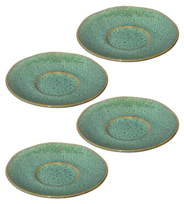Produktbild von Leonardo Matera Unterteller 4er Set, spülmaschinengeeignete Steingut-Unterteller für Matera Tassen, Ø 15 cm, grün