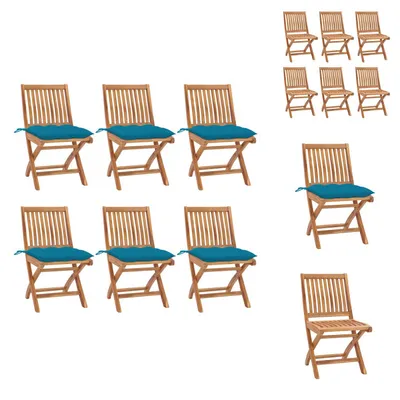 Immagine prodotto di vidaXL Sedie da giardino pieghevoli con cuscino 6 pz. Legno massiccio teak - sedie da giardino
