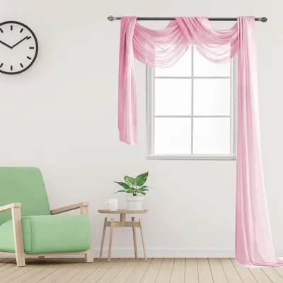 Produktbild von Querbehang Freihanddeko - Vorhangschal für Kreuzvorhang - Hochzeitsdekoration - Rosa 130 x 550 cm