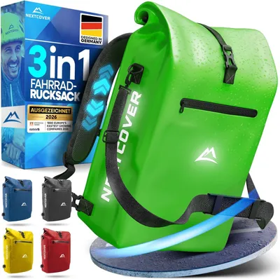 Produktbild von Nextcover®  3in1 Fahrradtasche für Gepäckträger [Aquashield] - Gepäckträgertasche, Rucksack und Umhängetasche 25 Liter I Fahrrad Tasche wasserdicht