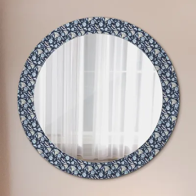 Produktbild von Ø70cm Spiegel - Glasrahmen mit Aufdruck - Wandspiegel Schlafzimmer - Boho Musterung