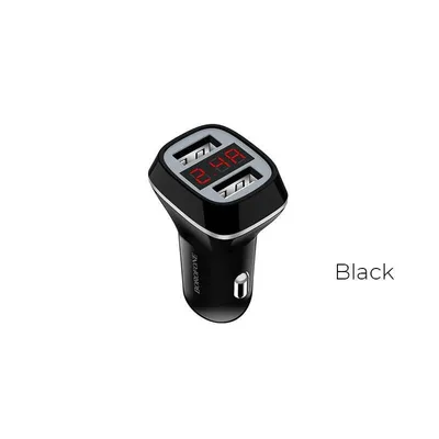 Zdjęcie produktu dla Borofone - ładowarka samochodowa 2x USB z wyświetlaczem LCD, czarny