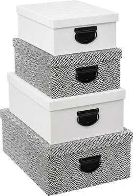 Produktbild von 4 aufbewahrungsboxen in schwarz und weiß  - 5 five simply smart